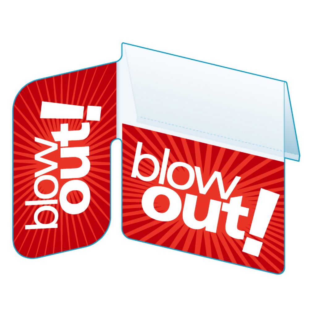 An illustration of the Signature Series "Blow Out!", Right Angle ShelfTalker