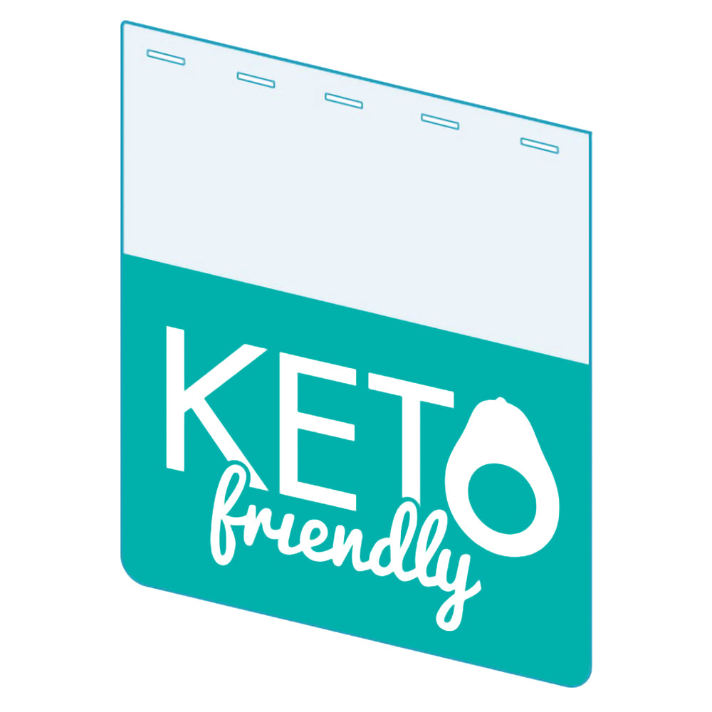 An illustration of the "Keto Friendly" Bib ClearGrip ShelfTalkers