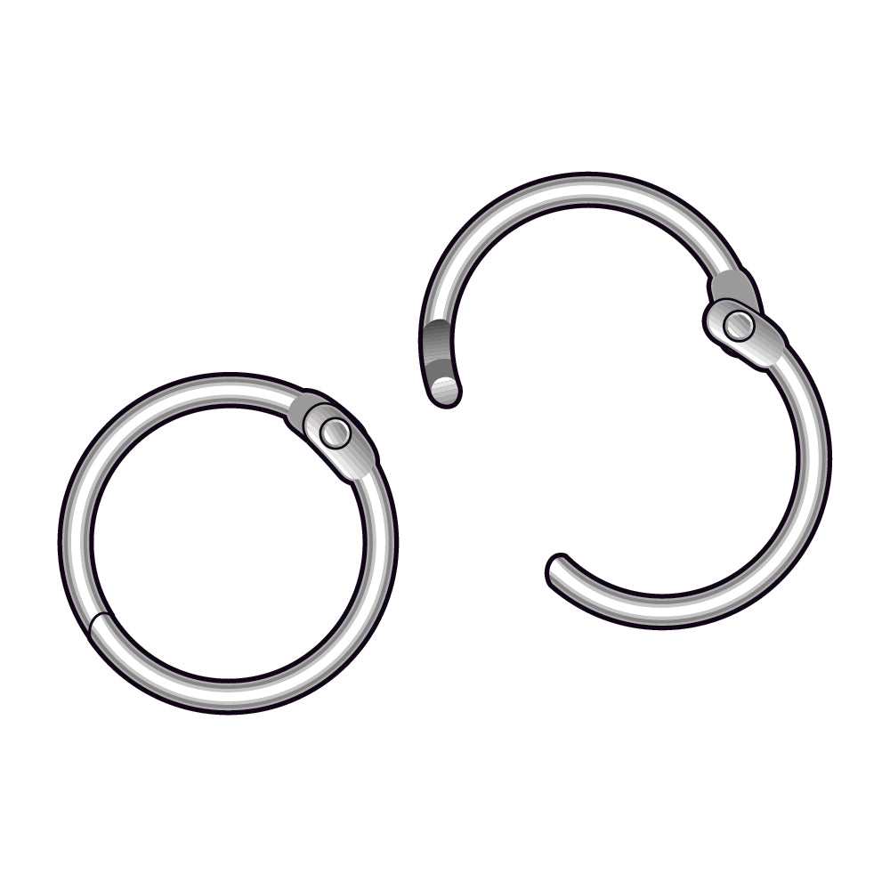 An illustration of the Metal Ring with Snap Hinge, both open and closed