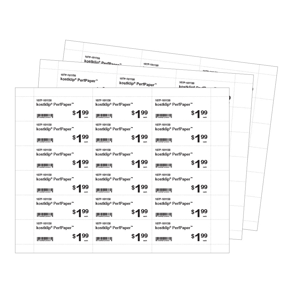 Sheets of 1.25" by 3" Perforated Sign and Label Paper