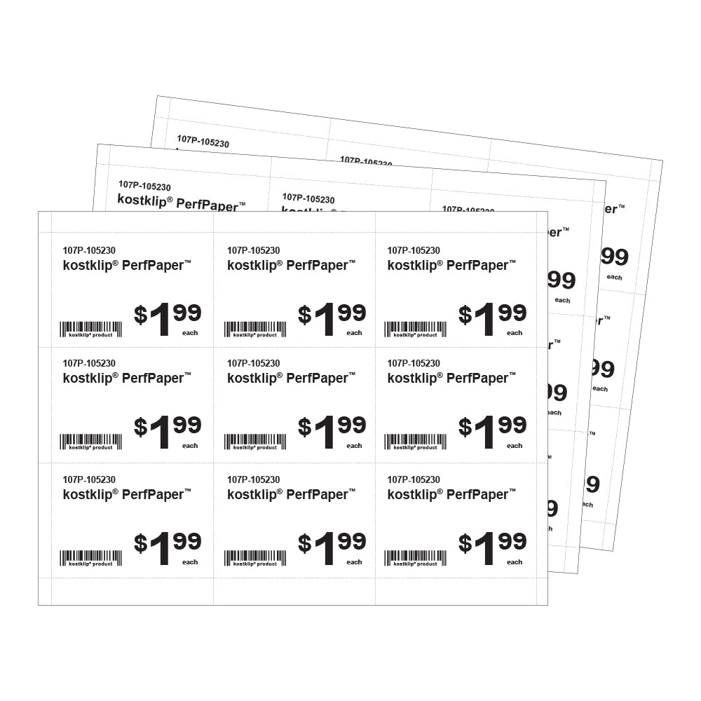 Sheets of 2.5" by 3.5" Perforated Sign and Label Paper