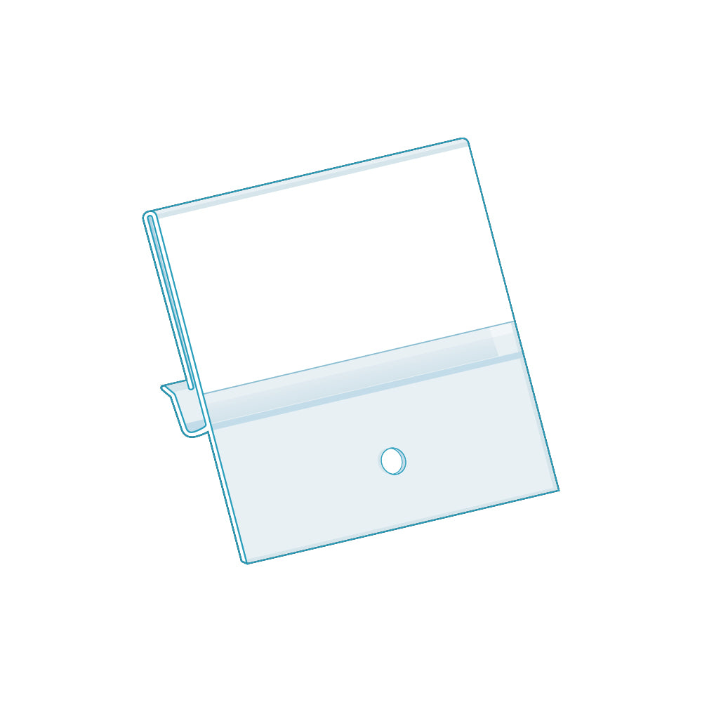 An illustration of the 2" ClearVision SnapNLock Shelf Edge Accessory Holder Product Merchandiser