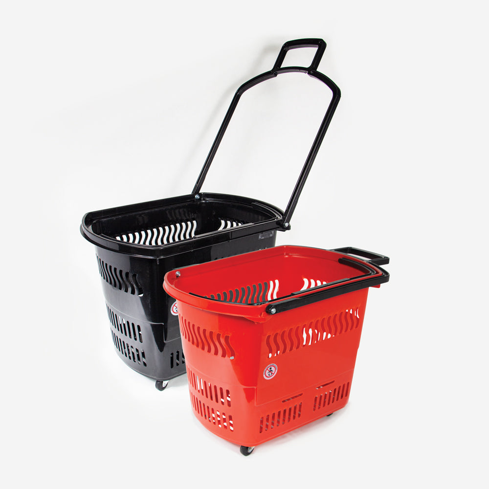 The Kartwheels 45L Rolling Shopping Basket in both colors