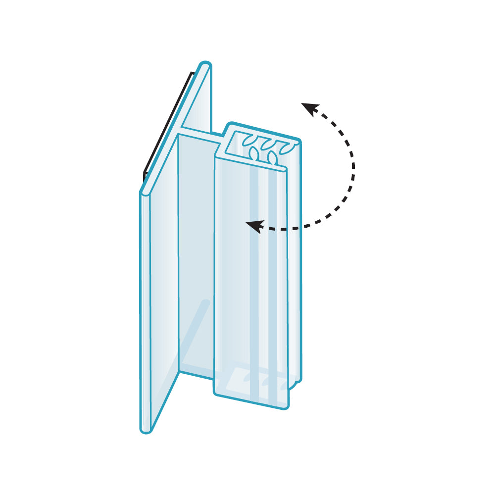 An illustration of the T-Style, Hinged, that holds up to 0.187" Sign Grip in a vertical position