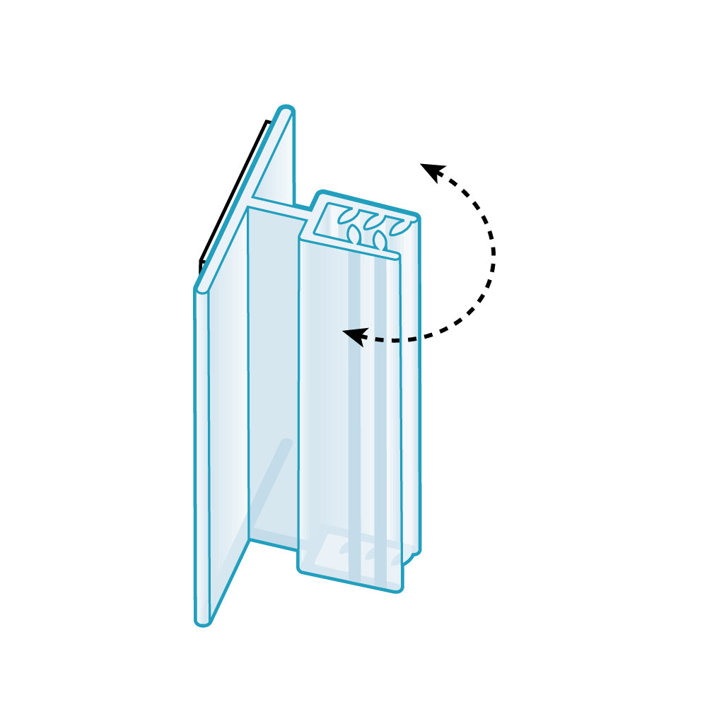 An illustration of the T-Style, Hinged, that holds up to 0.1" Sign Grip