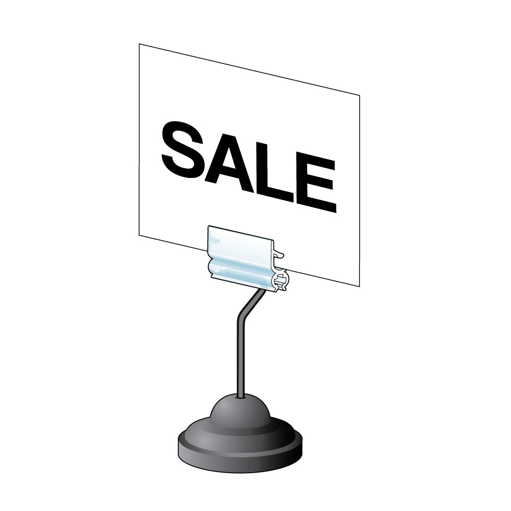 An illustration of the 3 inch Sign Grip, Contour Base Sign Holder holding a "sale" sign