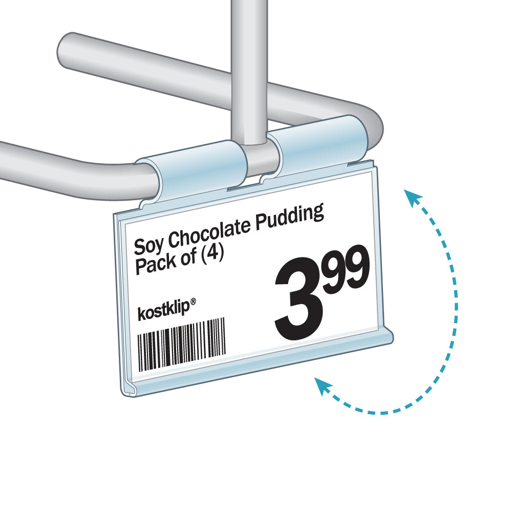 An illustration of the ClearVision Pudding Rack, Swing-Up Label Holder installed