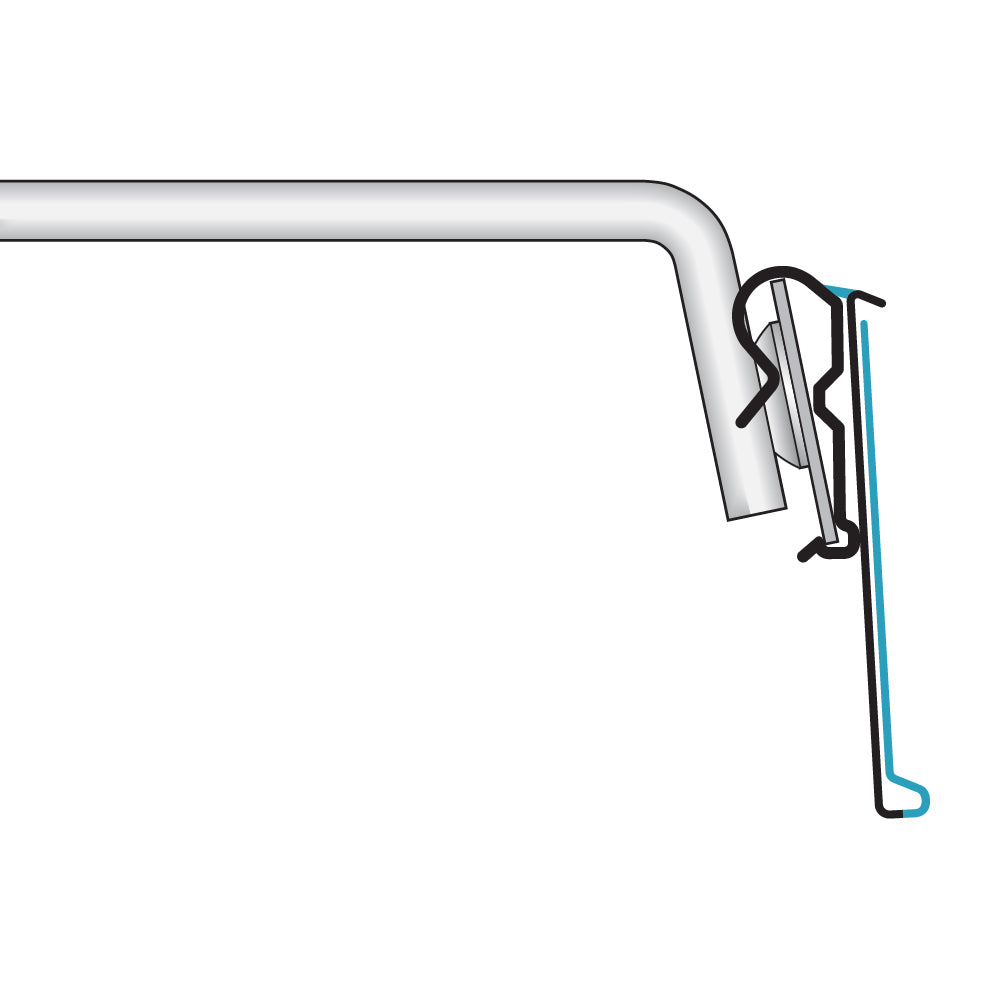 A profile illustration of the ClearVision T-Wire or Small Plate, Swing-Up Label Holder installed on a small plate