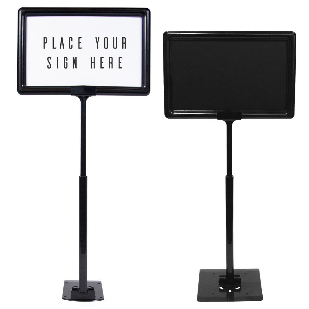 Two Telescopic Sign Holders, one with shovel base and one with a center base