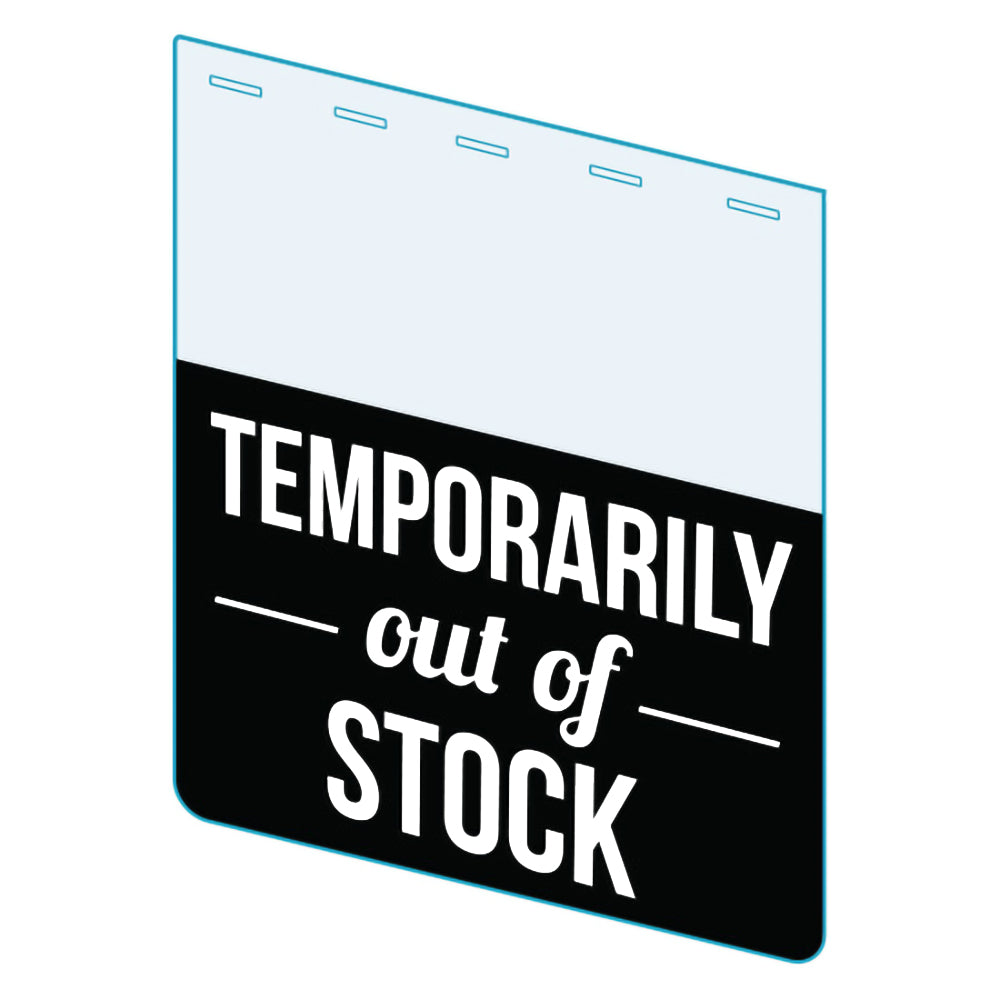 An illustration of the "Temporarily Out Of Stock" Bib ClearGrip ShelfTalkers