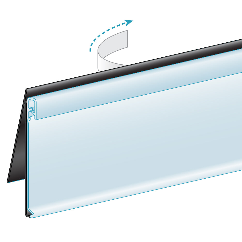 An illustration of the ClearGrip C-Channel, Clip-In, LowProfile Ticket Molding in black