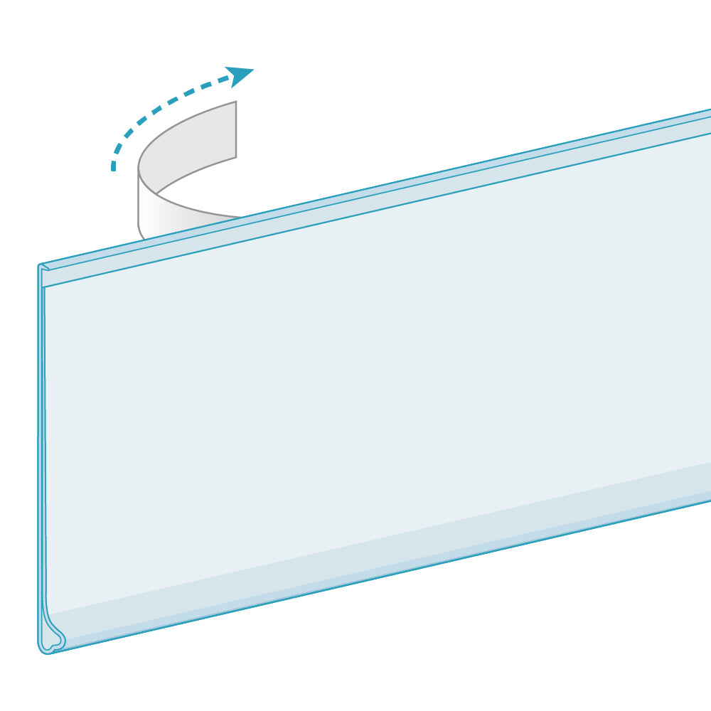 An illustration of the ClearVision Flat Mount Ticket Molding in clear