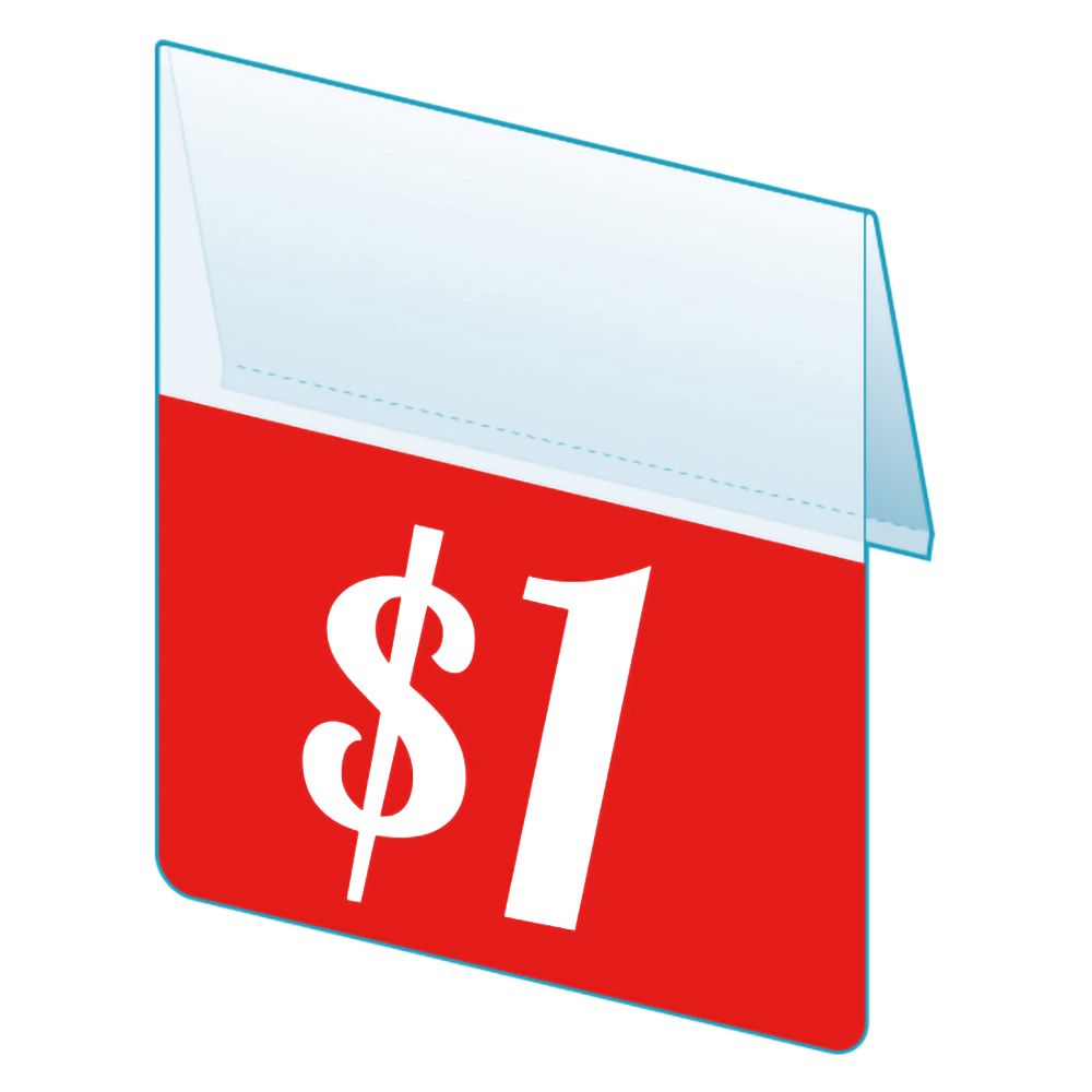 An illustration of "$1" Bib ClearVision ShelfTalkers