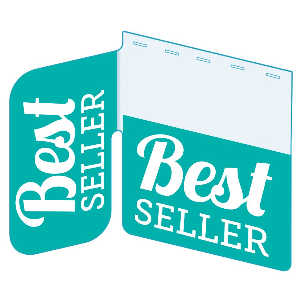 An illustration of th "Best Seller" Bib with Right Angle Flag ClearGrip ShelfTalkers