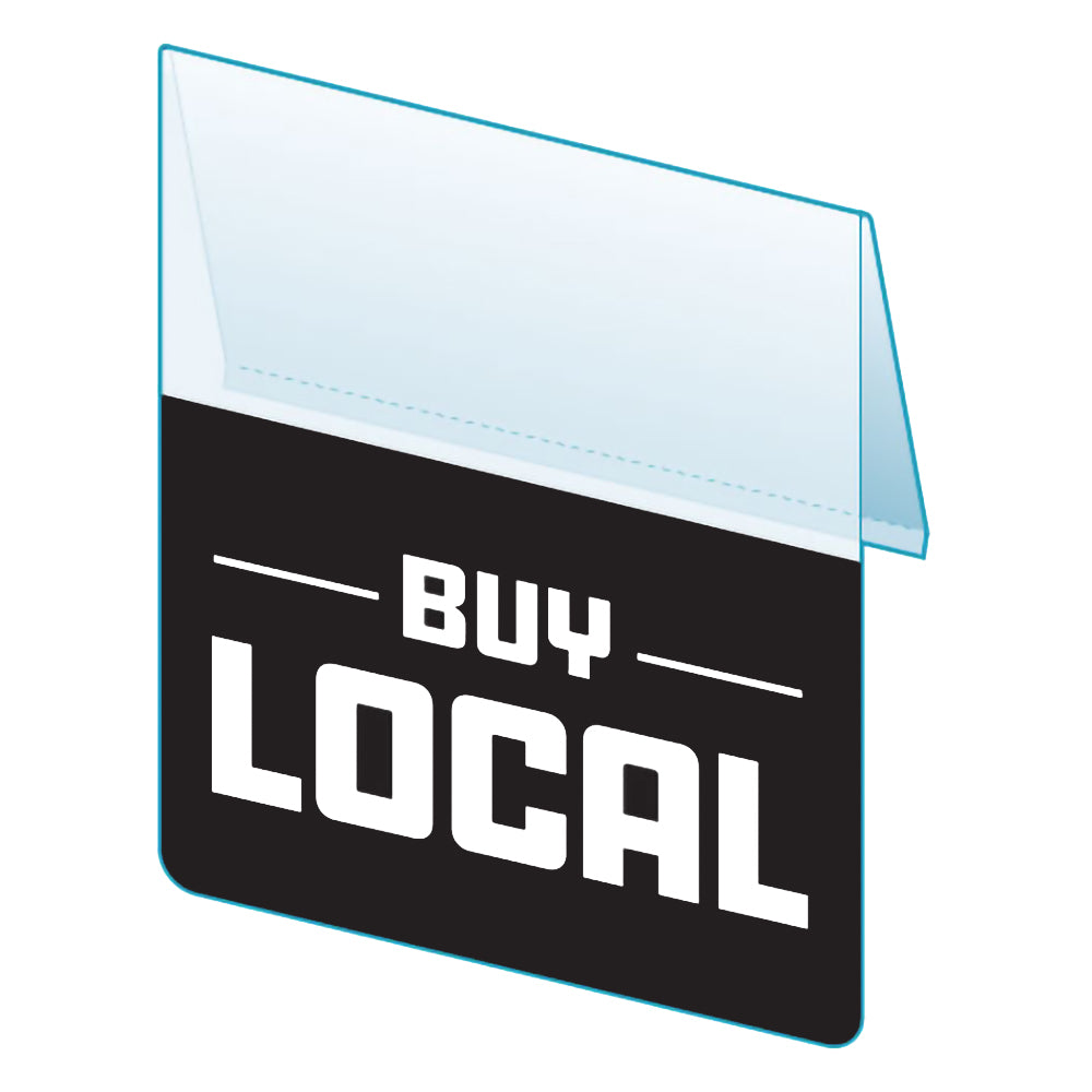 An illustration of the "Buy Local" Bib ClearVision ShelfTalkers