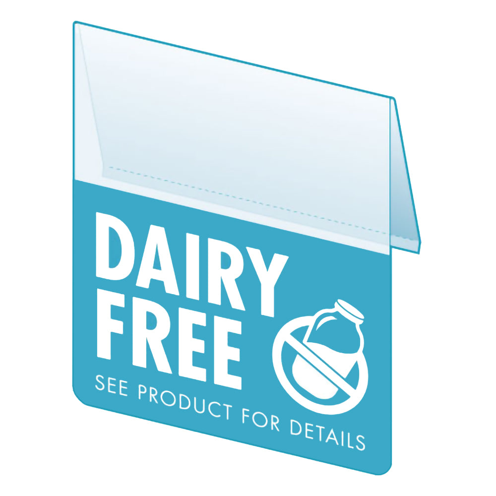 An illustration of the "Dairy Free" Bib ClearVision ShelfTalkers