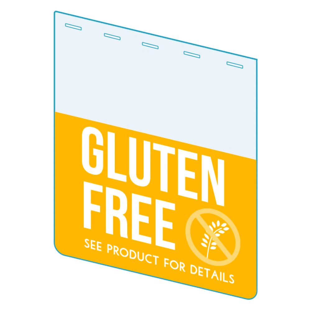 An illustration of the yellow "Gluten Free" Bib ClearGrip ShelfTalkers