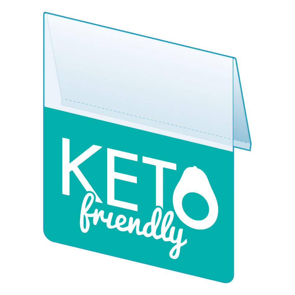 An illustration of the "Keto Friendly" Bib ClearVision ShelfTalkers