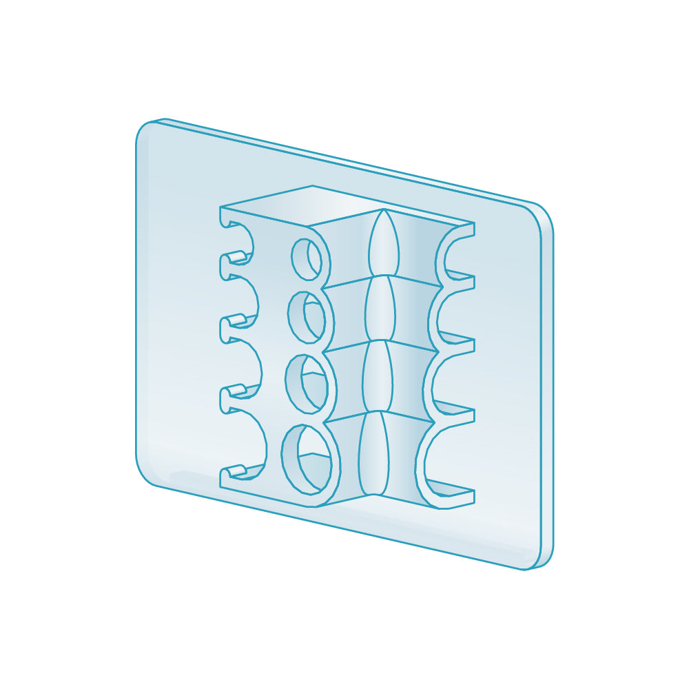 An illustration of the Multi Option Peg Hook Adhesive Label Holder from the back