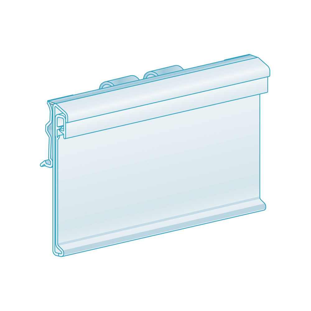 An illustration of the ClearGrip Small Plate or T-Wire, Swing Up Label Holder