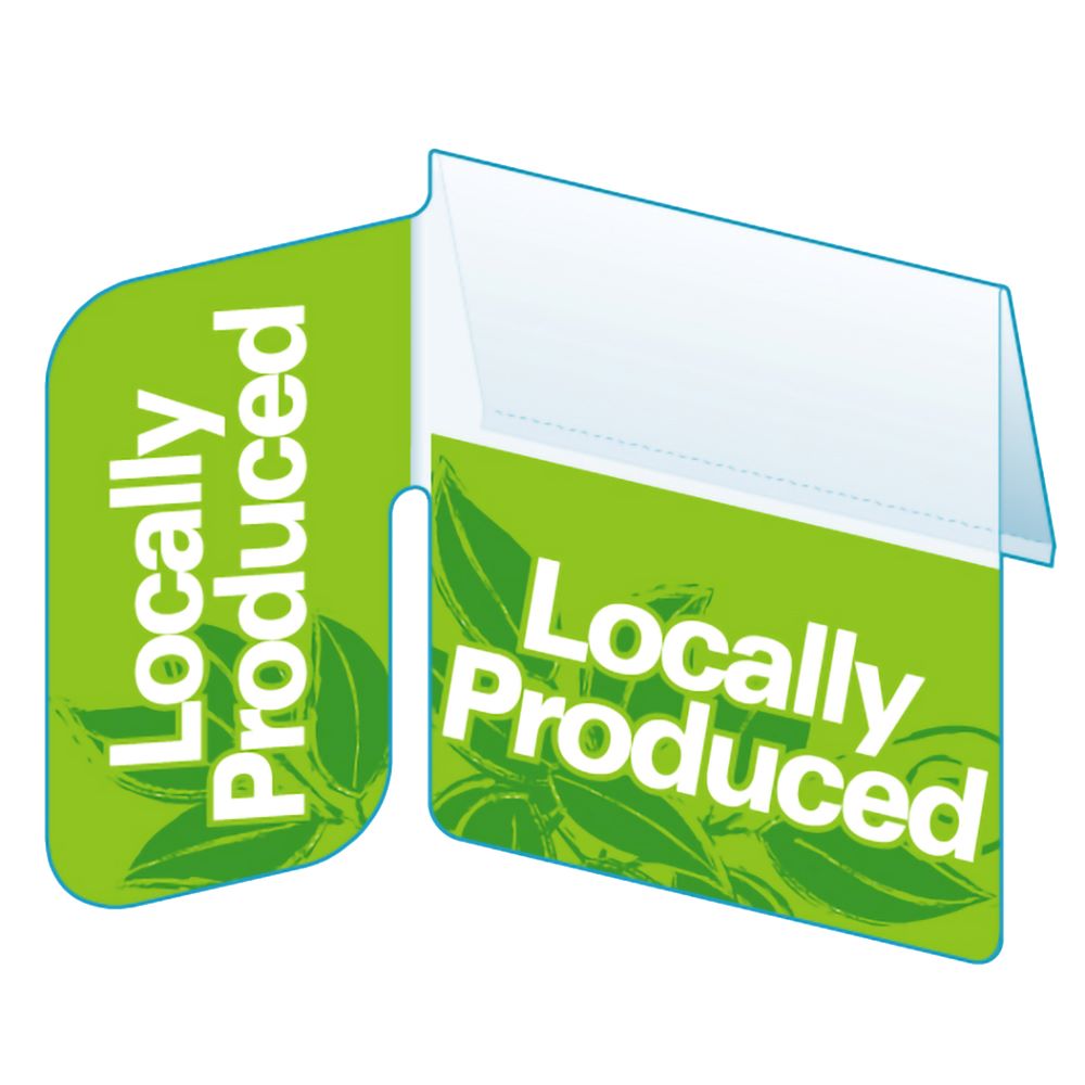 An illustration of the Signature Series "Locally Produced", Right Angle ShelfTalker
