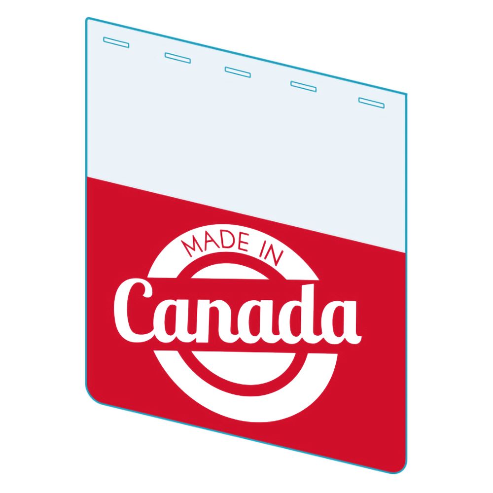 An illustration of the "Made In Canada" Bib ClearGrip ShelfTalkers