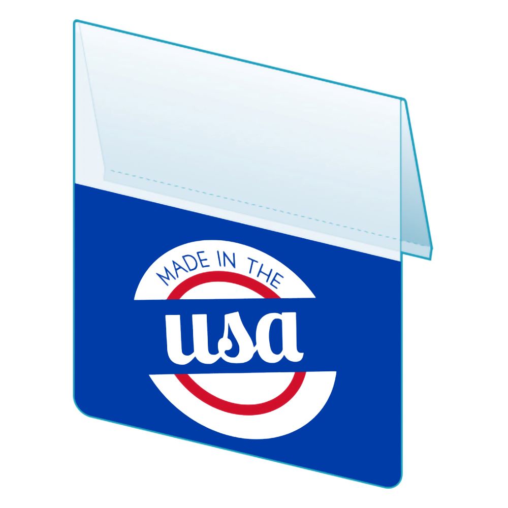 An illustration of the "Made In USA" Bib ClearVision ShelfTalkers