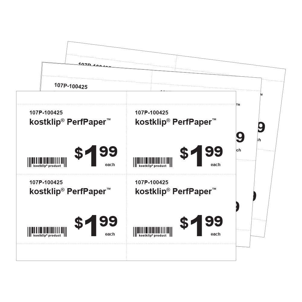 Sheets of 3.5" by 5.5" Perforated Sign and Label Paper