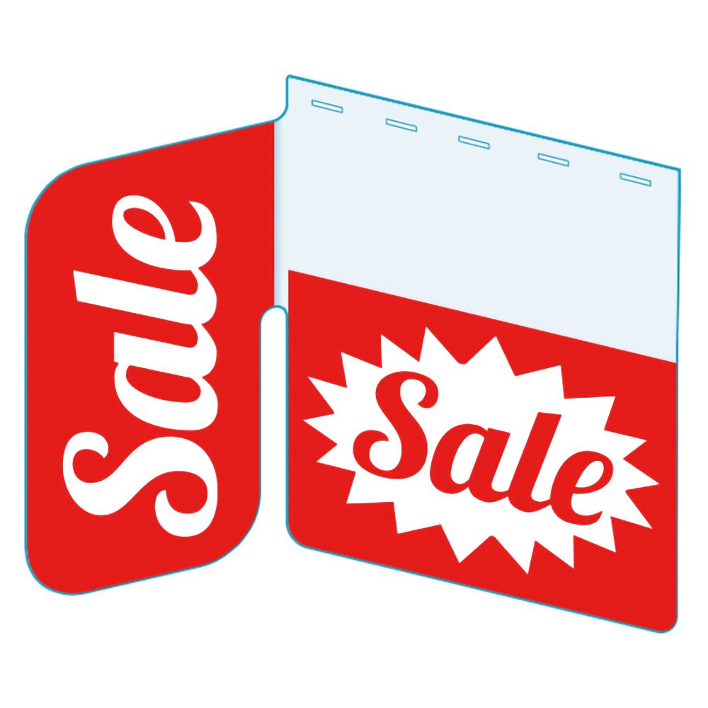 An illustration of the "Sale" Bib with Right Angle Flag ClearGrip ShelfTalkers