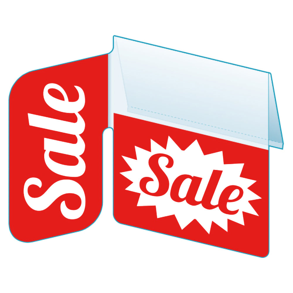 An illustration of the "Sale" Bib with Right Angle ClearVision ShelfTalkers