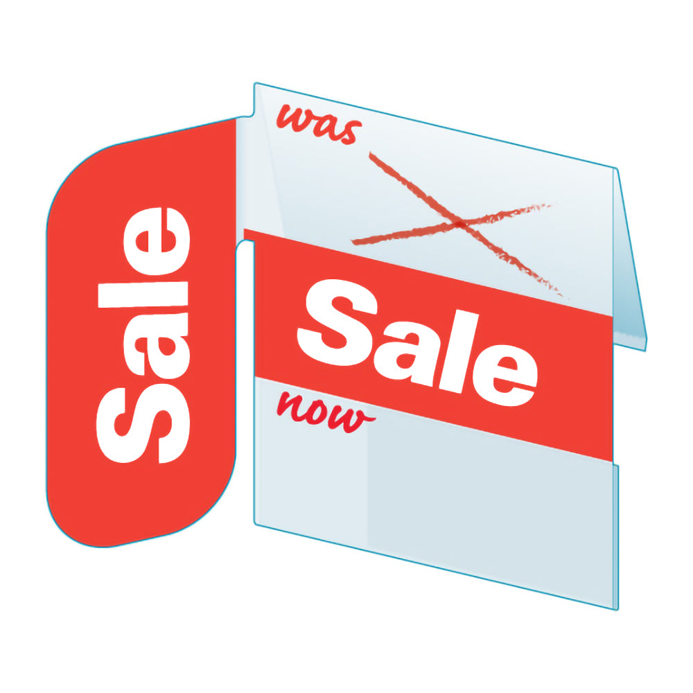 An illustration of the Signature Series "SALE" Ticket Holder with Right Angle Flag ShelfTalker