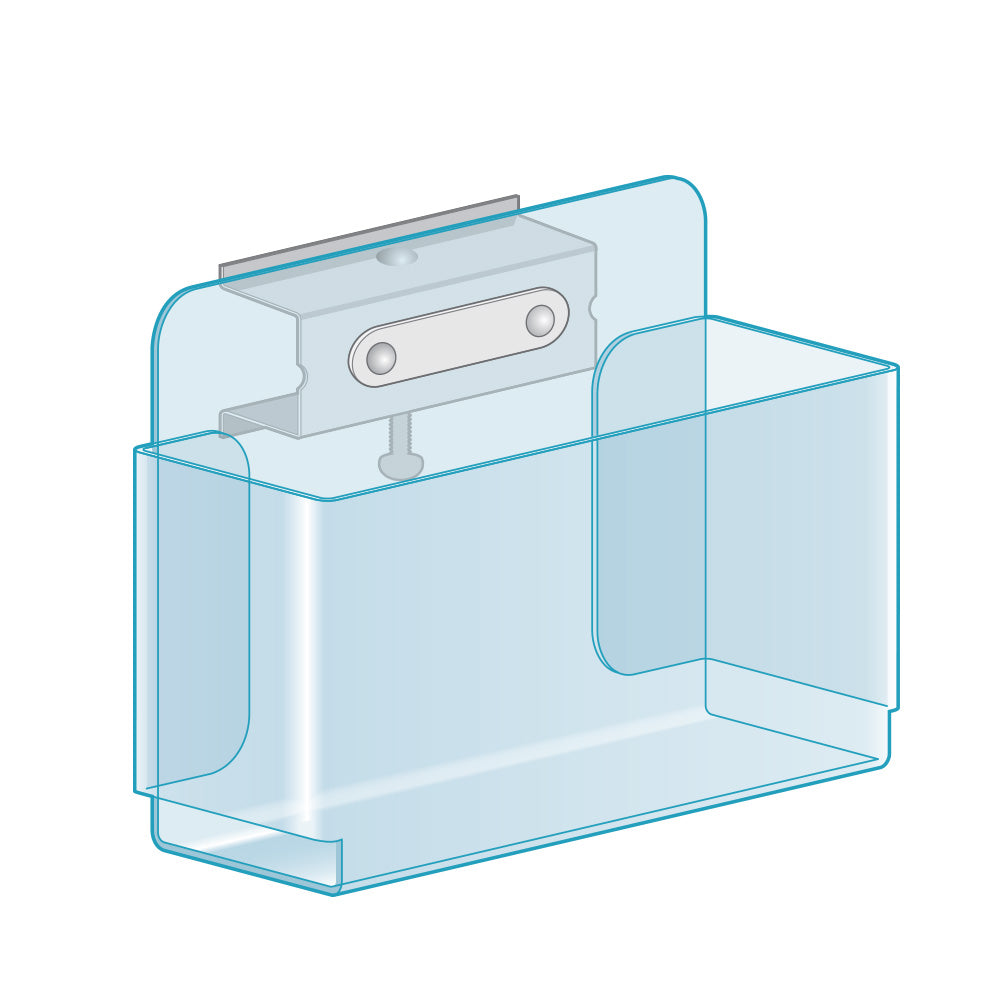 An illustration of the Shelf Edge Brochure Holder, with Locking Clip, short