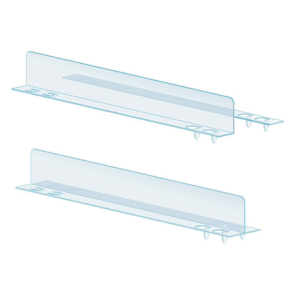 Illustrations of the PopLock T and L-Style Shelf Dividers
