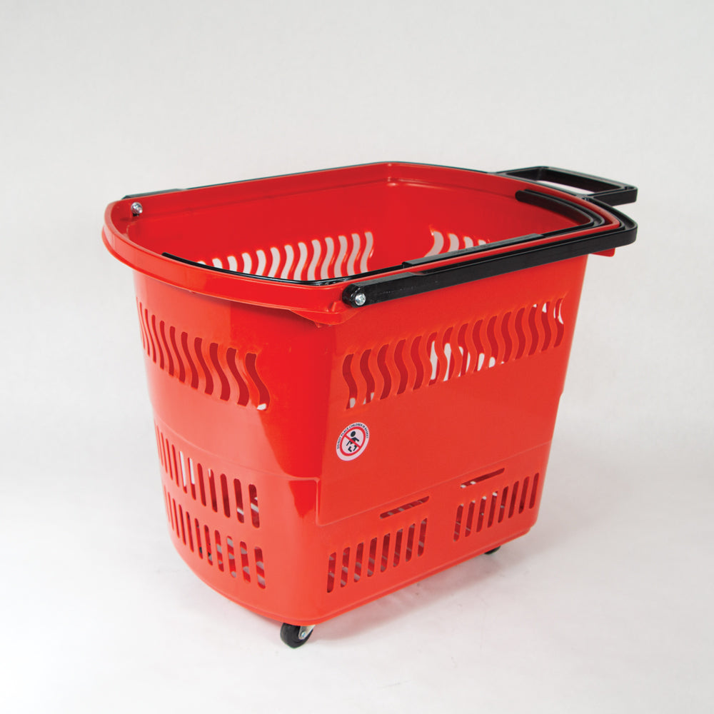 The red Kartwheels 45L Rolling Shopping Basket