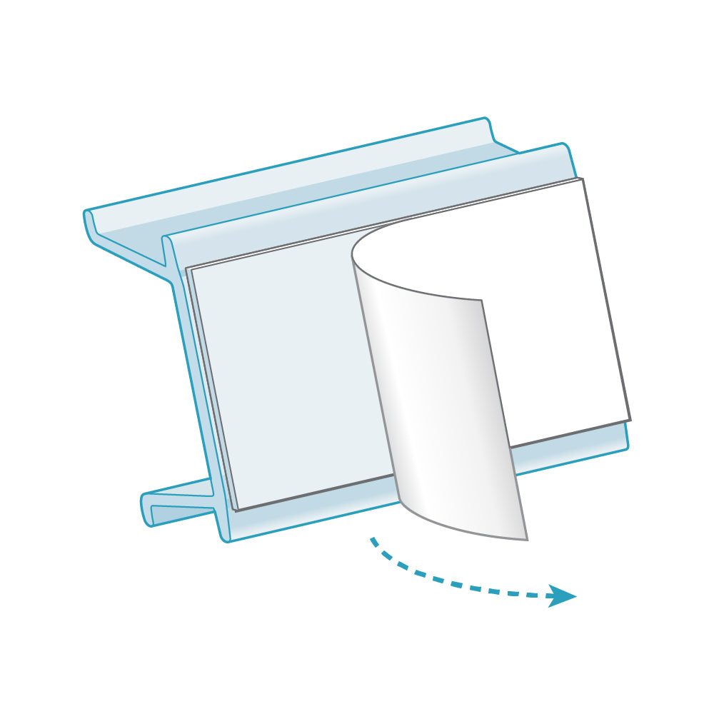 An illustration of the Clip-In, Flush, Adhesive Front Sign Holder