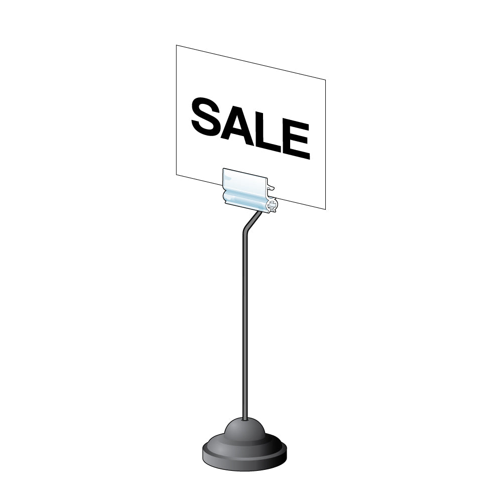 An illustration of the 6 inch Sign Grip, Contour Base Sign Holder holding a "sale" sign
