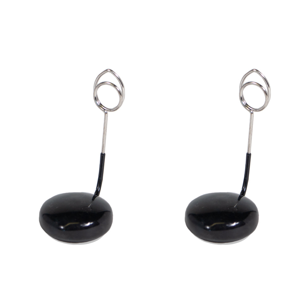 A couple of the Vinyl Base, Spiral Clip Sign Holders in black