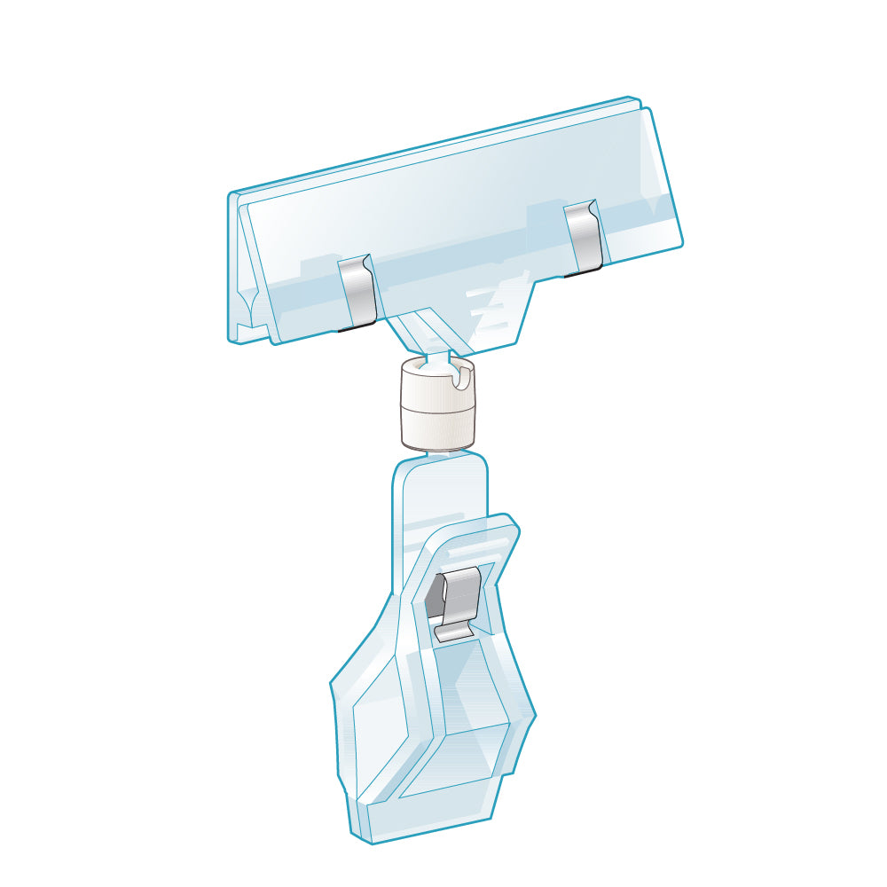 An illustration of the TwistKlip Display Clip with Large Clip in clear