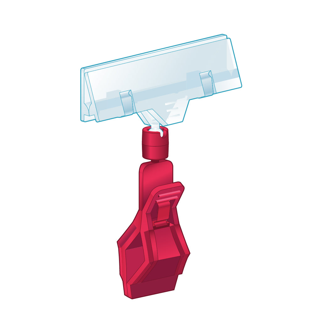 An illustration of the TwistKlip Display Clip with Large Clip in red