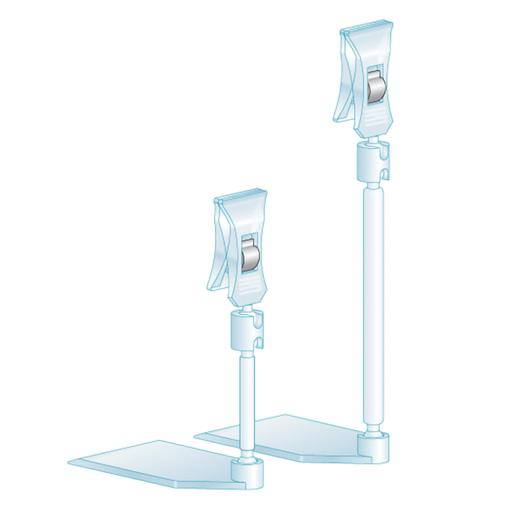 Illustrations of the TwistKlip™ Wedge Style with Pinch Clip, Extension Sign Holder in two sizes
