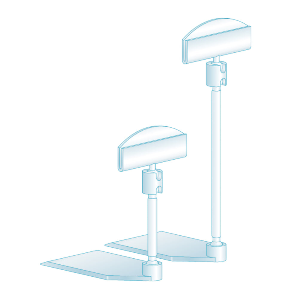 An illustration of the TwistKlip Wedge Style with Card Holder, Extension Sign Holders in two sizes 