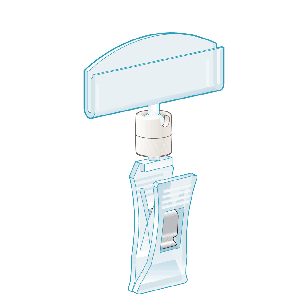 An illustration of the TwistKlip Wide Card Holder with Small Clip in clear