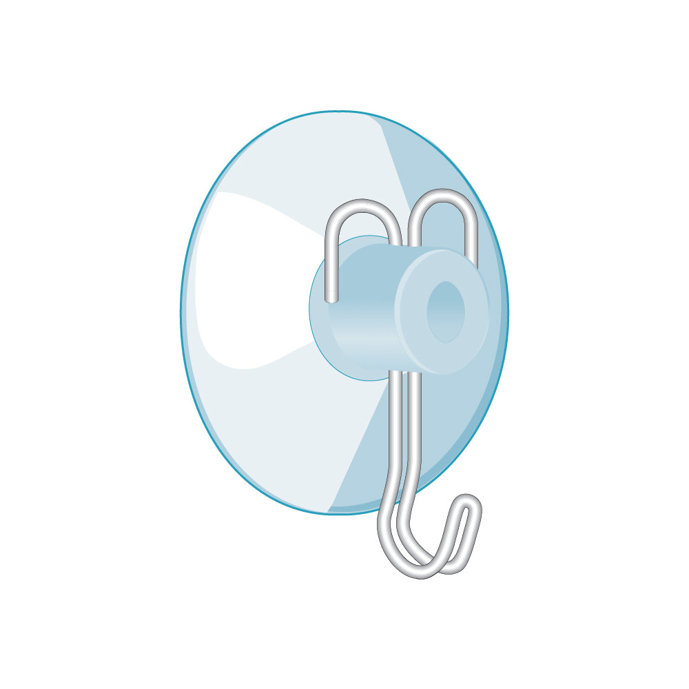 An illustration of a suction cup with a hook