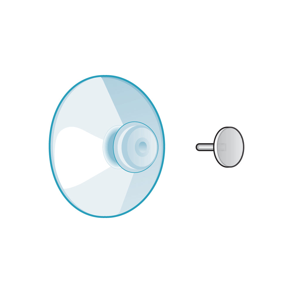 An illustration of a suction cup with a thumb tack