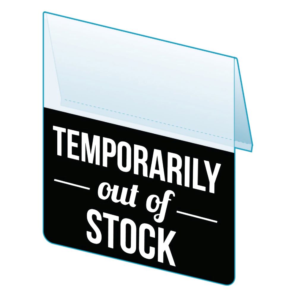 An illustration of the "Temporarily Out of Stock" Bib ClearVision ShelfTalkers