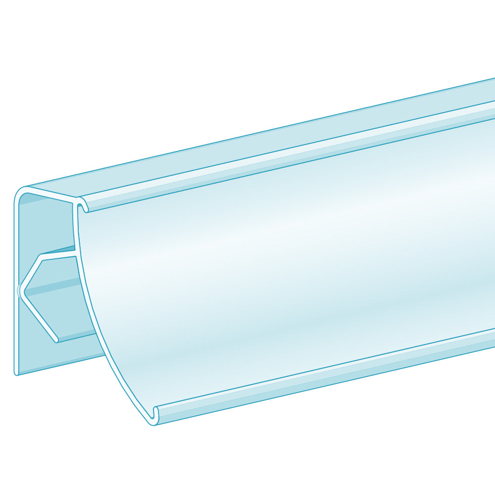 An illustration of the FlexKlip Clip-On, 25° Angle Fence Adapter Ticket Molding in clear