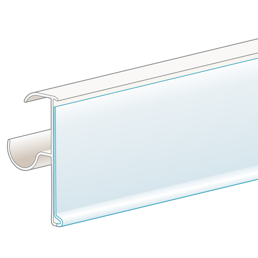An illustration of the ClearVision 0.875" Double Wire Shelf Ticket Molding in white