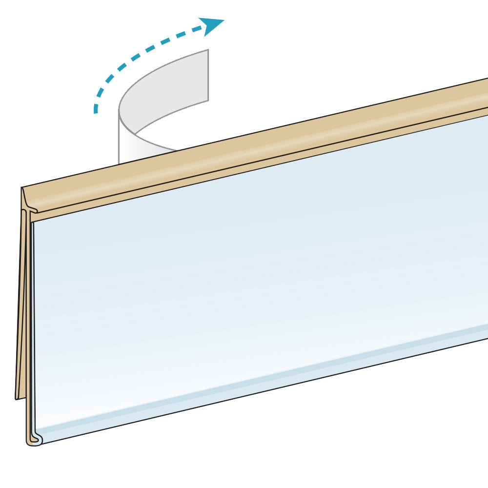 An illustration of the ClearVision C-Channel, Clip-In Ticket Molding in sahara with tape