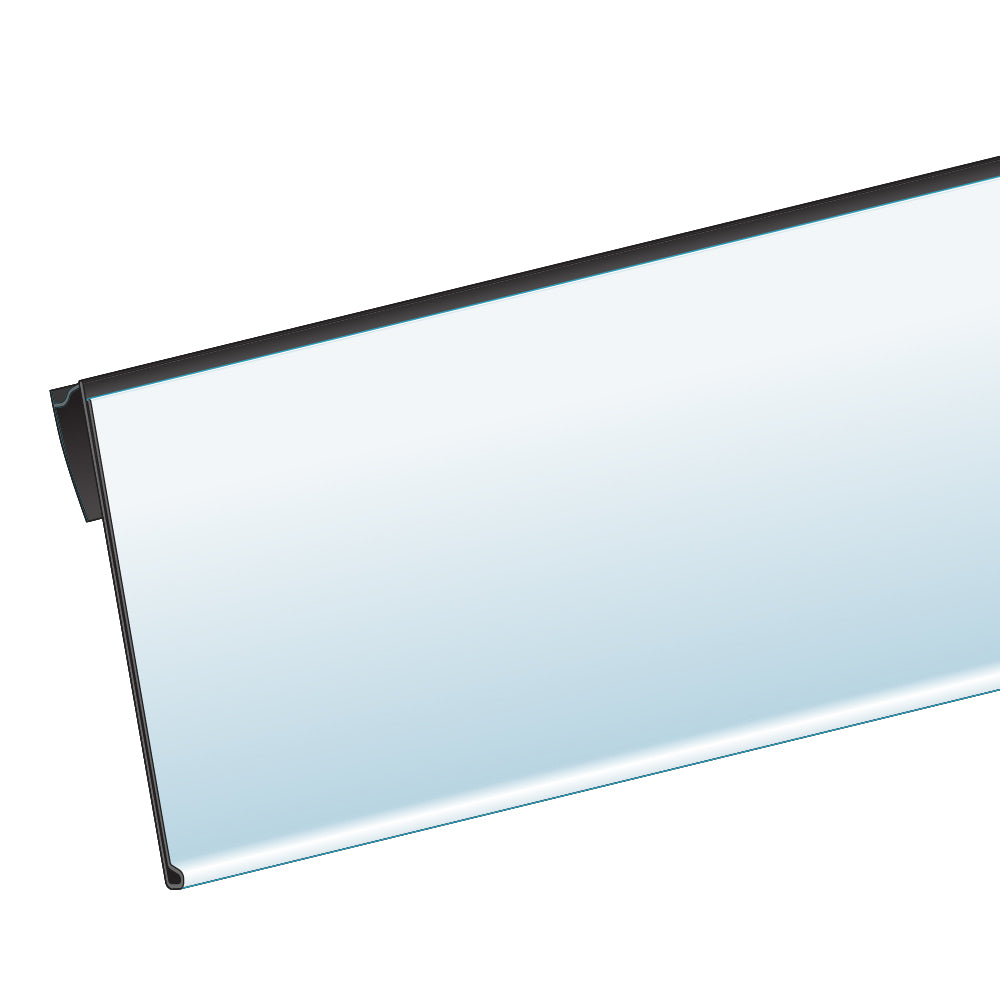 An illustration of the ClearVision C-Channel Clip-In, Hinged, 2"H Window Ticket Molding in black