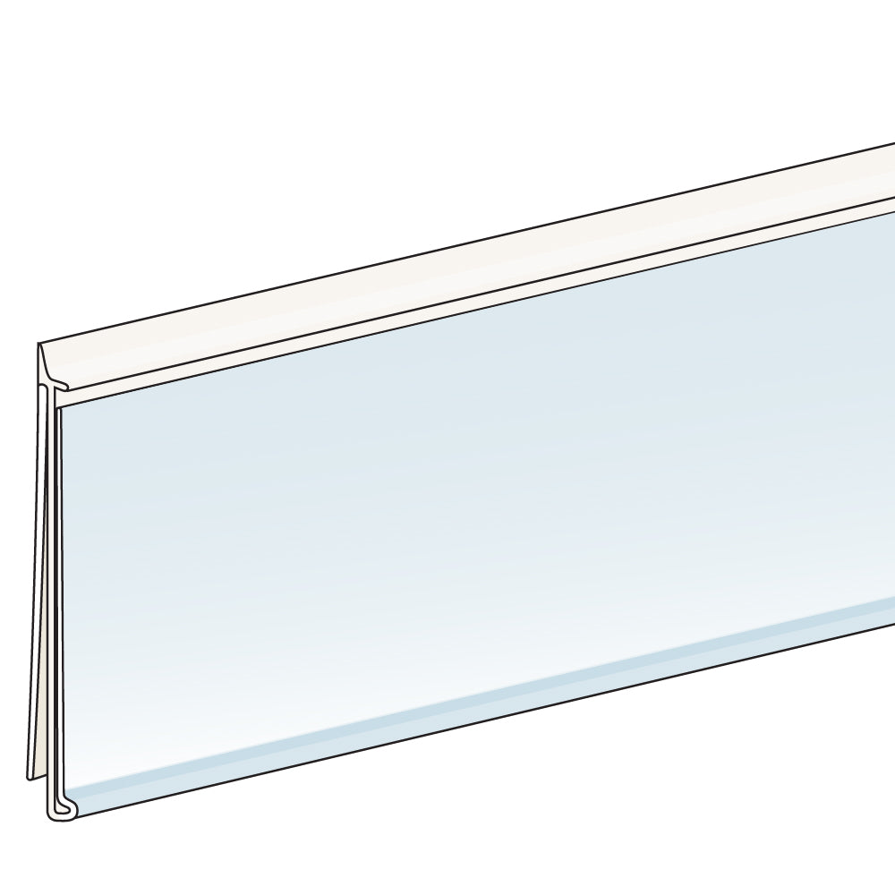 An illustration of the ClearVision C-Channel, Clip-In, Long Back Leg Ticket Molding in white